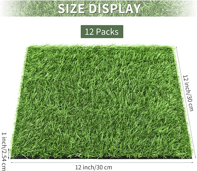 PaysaGrass – Lot de 30 Dalles Gazon Artificiel 30×30 cm avec Drainage